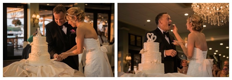 Wedding cake cutting.